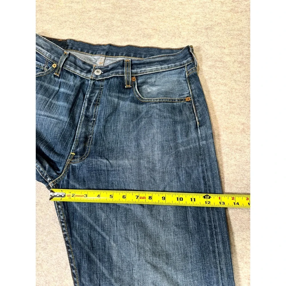 Levis 501 Original Fit Straight Jeans Mens 36x34 Blue Denim Cotton‎ Button Fly